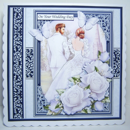 WEDDING DAY BRIDE & GROOM Navy 7.5 Decoupage & Insert Mini Kit by Katie Silver