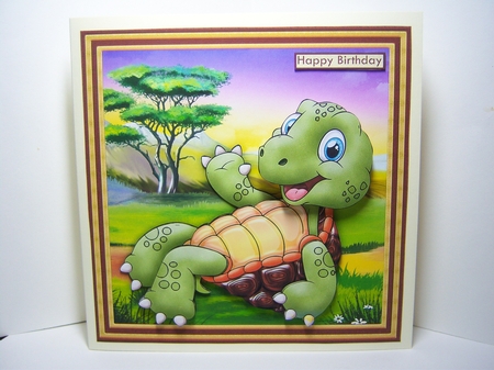PUT YOUR FEET UP TORTOISE WOBBLY HEAD CARD 7.5 Decoupage & Insert Mini Kit by Katie Silver