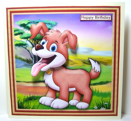 BARKING MAD DOG WOBBLY HEAD CARD 7.5 Decoupage & Insert Kit by Katie Silver