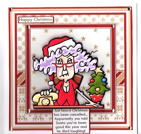 STELLA CHRISTMAS IS CANCELLED 7.5 Humorous Christmas Decoupage & Insert Mini Kit by Katie Silver