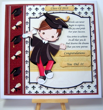 GRADUATION BOY 7.5 Decoupage & Insert Mini Kit by Katie Silver