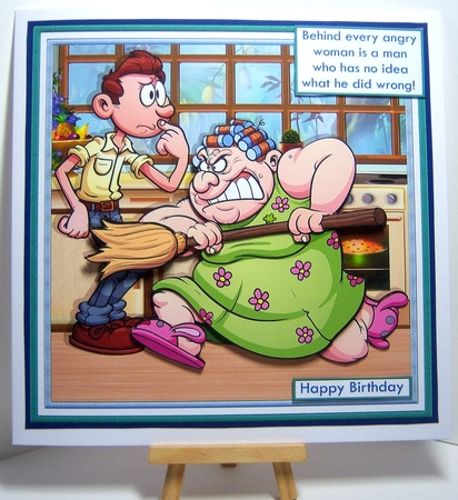 BEHIND EVERY ANGRY WOMAN Humorous 7.5 Decoupage & Insert Mini Kit by Katie Silver