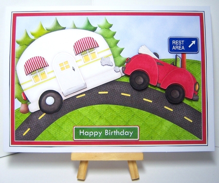 CARAVAN OVER THE HILL Humorous A5 Decoupage & Insert Mini Kit by Katie Silver