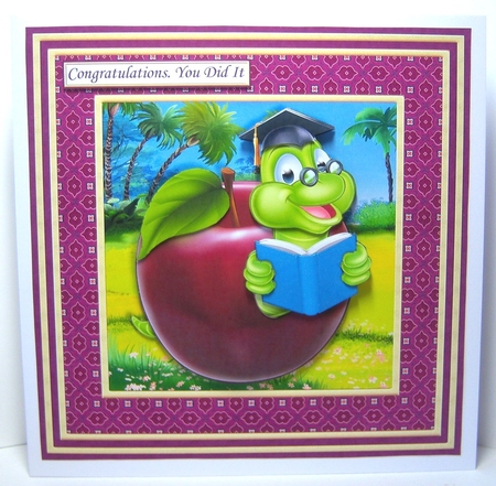 BOOKWORM THANK YOU TEACHER or GRADUATION 7.5 Decoupage & Insert Mini Kit by Katie Silver
