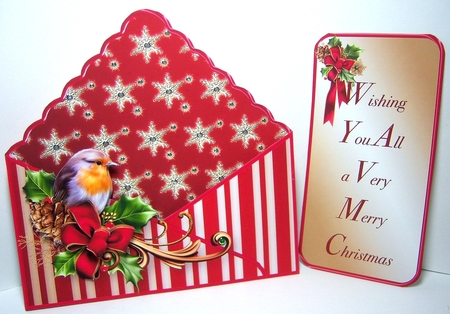 Christmas Robin - Stand-up Envelope Card Mini Kit by Katie Silver