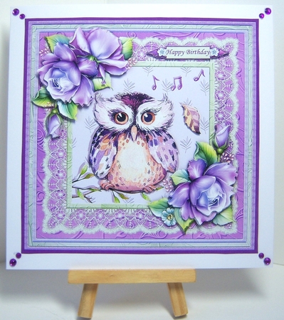 ANOTHER YEAR OLDER WISE OWL LILAC 7.5 Decoupage & Insert Mini Kit  by Katie Silver
