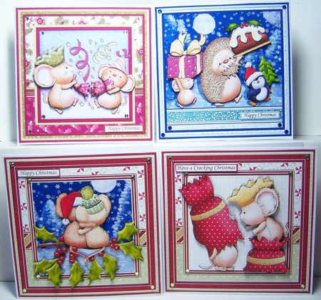 CUTE MICE & PALS 7.5 Christmas Decoupage & Inserts Bumper Kit by Katie Silver