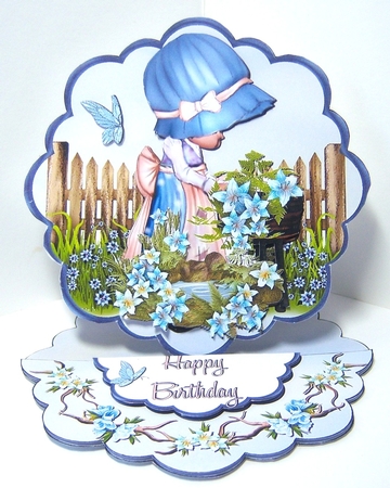 BLUE BONNET - EASEL CARD DECOUPAGE AND ENVELOPE KIT  by Katie Silver