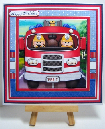 FIRE ENGINE ON STANDBY Adult or Children Decoupage Ages & Insert Mini Kit by Katie Silver