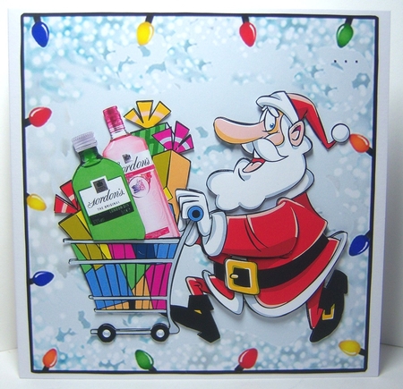 Gin Santa - Decoupage by Katie Silver