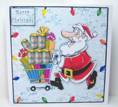 Beer Santa - Decoupage by Katie Silver
