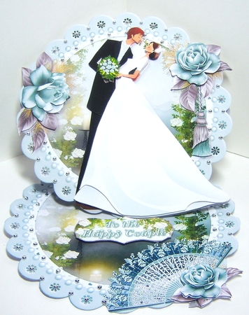 Wedding in Mint and Grey Scalloped Round Easel Card Mini Kit by Katie Silver