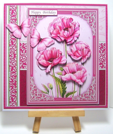 PINK POPPIES All Occasions 7.5 Decoupage & Insert Mini Kit by Katie Silver