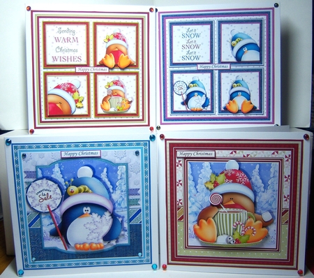 CUTE ROBINS & PENGUINS Christmas 7.5 Decoupage & Quick Cards Bumper Kit by Katie Silver