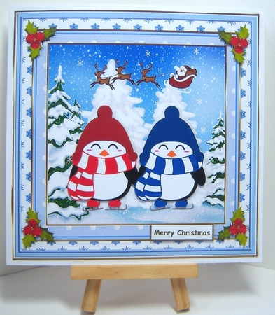 Chilly Christmas Penguins Scene Topper 1 by Katie Silver