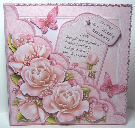 Square Scallop Pocket Pearl Anniversary Roses Wedding or Birthday  by Katie Silver