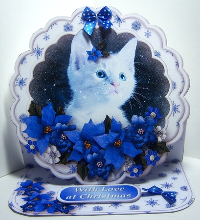 White Christmas Kitten - Framed Easel Card Mini Kit by Katie Silver