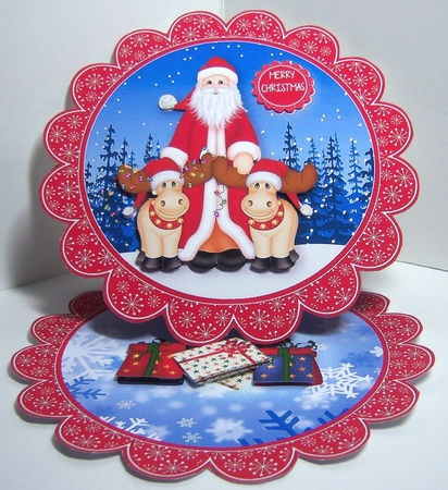 Santa is Here Scalloped Easel Card by Katie Silver