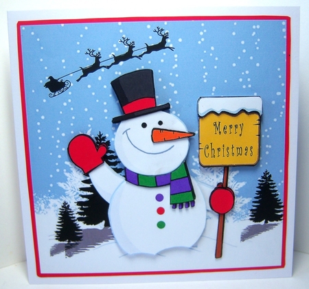 Happy Smiling Snowman - Decoupage by Katie Silver