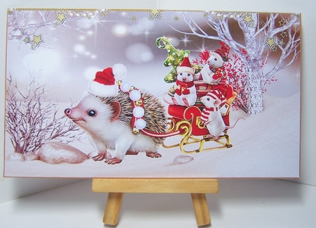 Hedgehog & Mice Christmas Sleigh Money Wallet by Katie Silver
