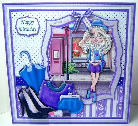 Fashion Diva Lilac 8x8 Decoupage & Insert Mini Kit by Katie Silver