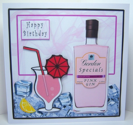 Special Pink Gin - Decoupage by Katie Silver