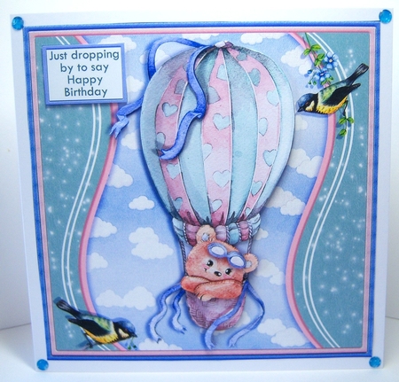 BEAR IN HOT AIR BALLOON 7.5 Decoupage & Insert Kit by Katie Silver