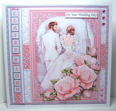 WEDDING DAY BRIDE & GROOM Coral Grey 7.5 Decoupage & Insert Kit by Katie Silver