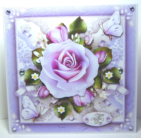 Soft Violet Roses Bouquet Card Mini Kit by Katie Silver