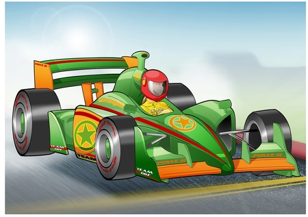 Formula 1 Racing Car Dude Green by Katie Silver