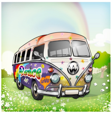 Camper Van Hippy 8x8 Quick Card by Katie Silver