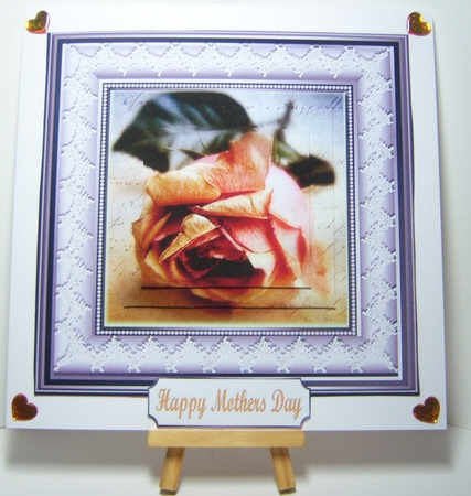Pretty peach rose in pyramids with lace 7x7 frame by Katie Silver
