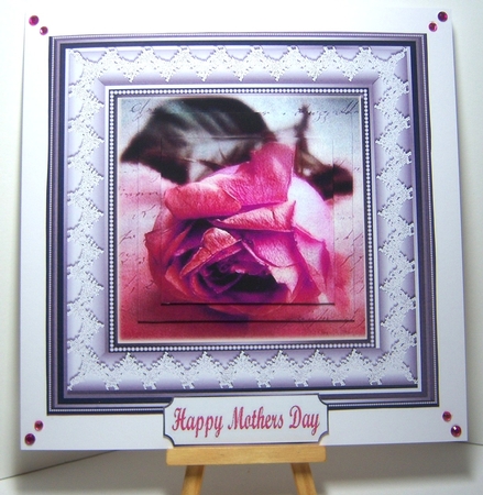Pretty pink rose in pyramids with lace 7x7 frame by Katie Silver