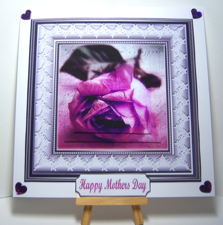 Pretty purple rose in pyramids with lace 7x7 frame by Katie Silver