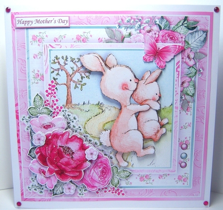 MUMMY BUNNY 7.5 Decoupage & Insert Kit Various Occasions by Katie Silver