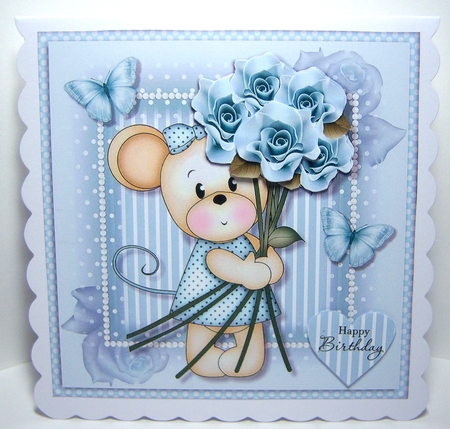 Maisy with Blue Roses Mothers Day/Birthday Topper by Katie Silver