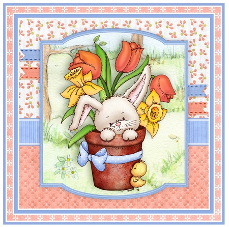 EASTER BUNNY & BIRD 7.5 Decoupage & Insert Mini Kit by Katie Silver