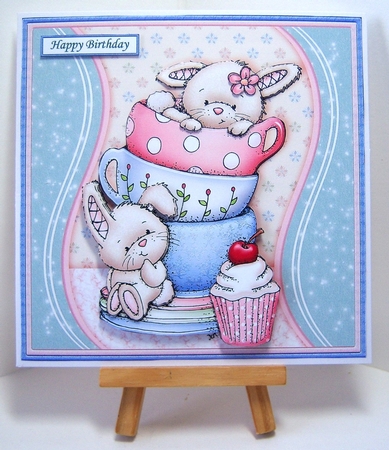AFTERNOON BUNNY TEA 7.5 Decoupage & Insert Mini Kit by Katie Silver