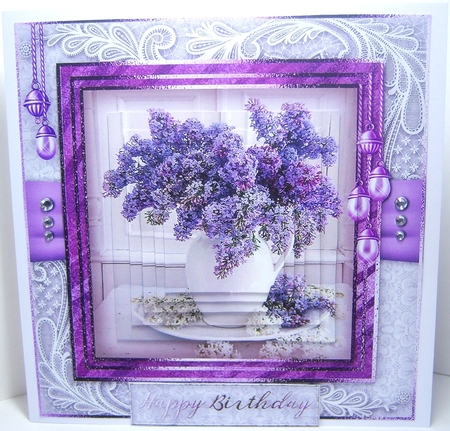 Happy Birthday thank you with love pyramid mini kit with lilac  by Katie Silver