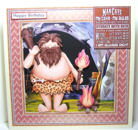 MAN CAVE RULES Humorous 7.5 Decoupage & Insert Mini Kit by Katie Silver