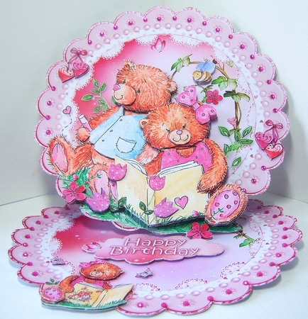 Tatty Bears in Love Scalloped Round Easel Card Mini Kit by Katie Silver