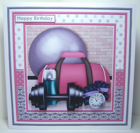 AT THE GYM FEMALE 7.5 Decoupage & Insert Mini Kit by Katie Silver