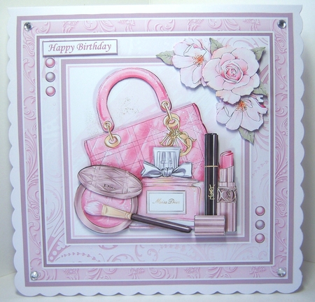 FASHION ESSENTIALS PINK 7.5 Decoupage & Insert Kit Optional Roses by Katie Silver
