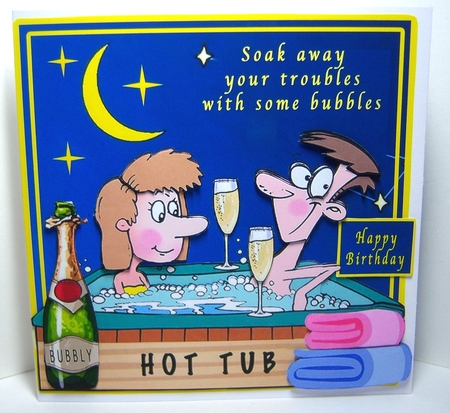 Champagne In The Hot Tub - Decoupage by Katie Silver