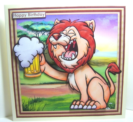 THE MANE MAN LION WOBBLY HEAD CARD 7.5 Decoupage & Insert Mini Kit by Katie Silver
