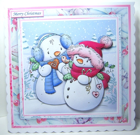 MR & MRS SNOWMAN 7.5 Christmas Decoupage & Insert Mini Kit by Katie Silver