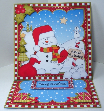 3D Easel Card Mini Kit - Christmas Snowman Oli has a Sack of Presents by Katie Silver