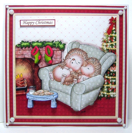 HEDGEHOGS WAITING FOR SANTA CHRISTMAS 7.5 Decoupage & Insert Mini Kit by Katie Silver