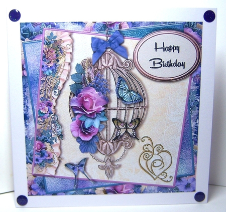 Birthday butterflies 6 x 6 card topper with decoupage by Katie Silver