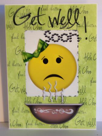 Get Well Soon Female Card with Decoupage by Katie Silver